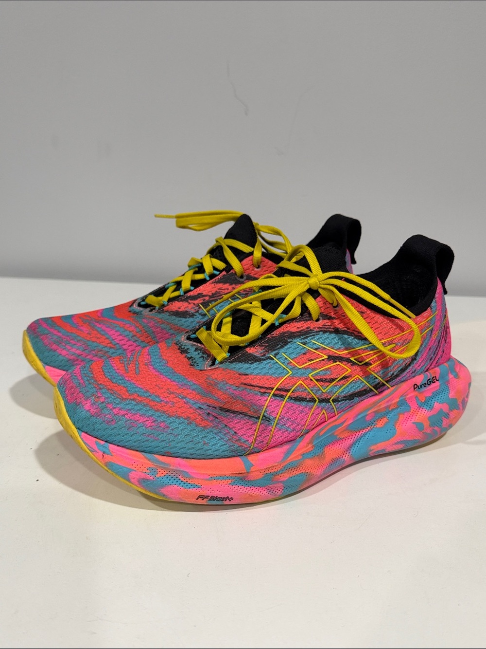 ASICS Gel Nimbus Neon Wave Running Shoes in Pink, Teal & Yellow 9.5